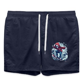 Cool skater skeleton skateboarding in the sky - Swim Trunks - french navy - Front - AI Model Male 185 light (185cm)