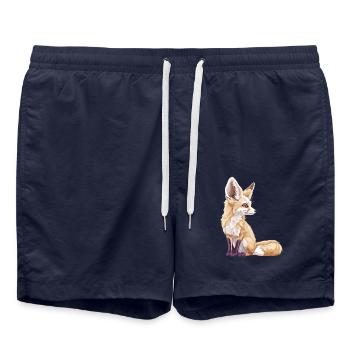 Fennec Fox Fenneks Fennek - Badeshorts - French Navy - Vorne - AI Model Male 185 light (185cm)