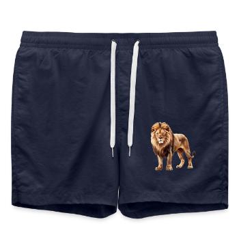 Lion Löwen Löwe - Badeshorts - French Navy - Vorne - AI Model Male 185 light (185cm)
