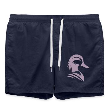 Minimalistische Ente Silhouette Porträt - Badeshorts - French Navy - Vorne - AI Model Male 185 light (185cm)