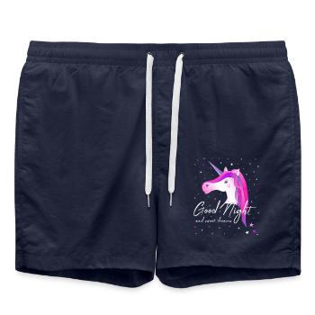 Einhorn good night Schlafshirt - Badeshorts - French Navy - Vorne - AI Model Male 185 light (185cm)