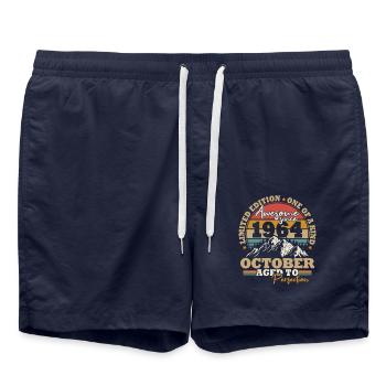 Octobre 1964 Vintage Rétro Cadeau d’Anniversaire - Short de bain - bleu marine - Devant - AI Model Male 185 light (185cm)