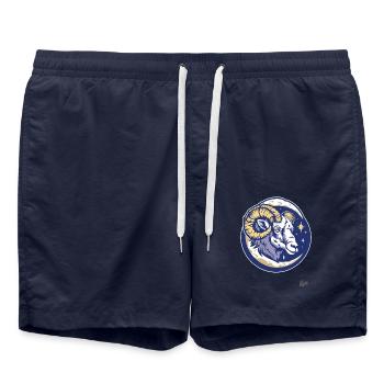 The Moon, the Stars, and the Aries-Horn Sheep - Swim Trunks - french navy - Front - AI Model Male 185 light (185cm)