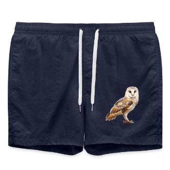 Barn Owl Schleiereulen Schleiereule - Swim Trunks - french navy - Front - AI Model Male 185 light (185cm)