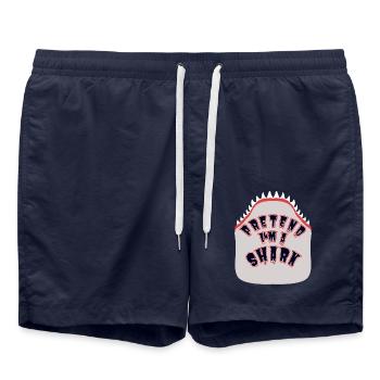 Pretend I'm a Shark - Funny Shark Costume - Swim Trunks - french navy - Front - AI Model Male 185 light (185cm)