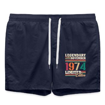 Vintage 1974 Novembre Cadeau Anniversaire Rétro - Short de bain - bleu marine - Devant - AI Model Male 185 light (185cm)