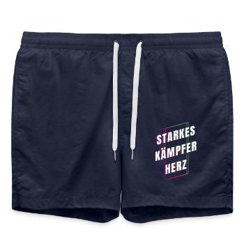 Starkes Kämpferherz - Glücksbringer - Mut machen - Badeshorts - French Navy - Vorne - AI Model Male 185 light (185cm)