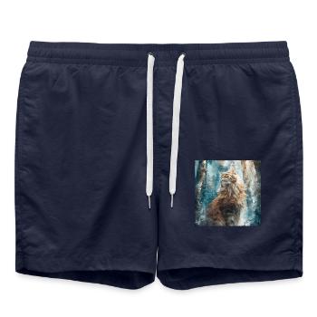 Katze - Badeshorts - French Navy - Vorne - AI Model Male 185 light (185cm)
