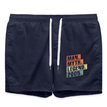 Vintage Born 2005 Man Myth Legend - Swim Trunks - french navy - Front - AI Model Male 185 light (185cm)