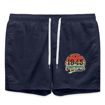 Original 1945 Vintage Retro Birthday Gift - Swim Trunks - french navy - Front - AI Model Male 185 light (185cm)