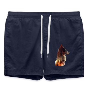 Border Collie - Swim Trunks - french navy - Front - AI Model Male 185 light (185cm)