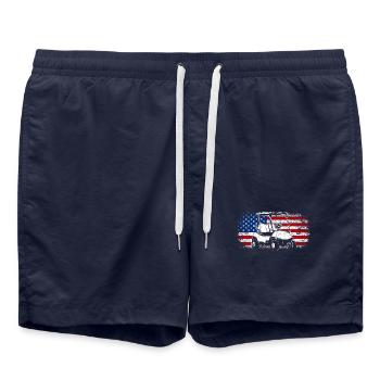 Golfing Us Flag 4th of July American golf cart - Swim Trunks - french navy - Front - AI Model Male 185 light (185cm)