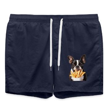 Boston Terrier - Short de bain - bleu marine - Devant - AI Model Male 185 light (185cm)