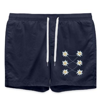 White Alps Edelweiss Flower Mountain Flower Mountains Hiking - Swim Trunks - french navy - Front - AI Model Male 185 light (185cm)