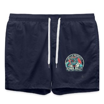 Schulhof-Bully Schwein: "Hallo Leute!" - Badeshorts - French Navy - Vorne - AI Model Male 185 light (185cm)