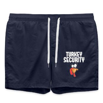 Turkey Security – Thanksgiving Familien Spaß - Badeshorts - French Navy - Vorne - AI Model Male 185 light (185cm)