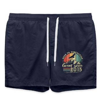 Super depuis 2015 Cadeau d’anniversaire vintage - Short de bain - bleu marine - Devant - AI Model Male 185 light (185cm)