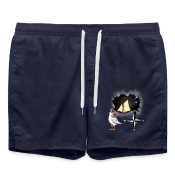 maritim Möwe Möwen Kompass Schiff Schiffe - Badeshorts - French Navy - Vorne - AI Model Male 185 light (185cm)