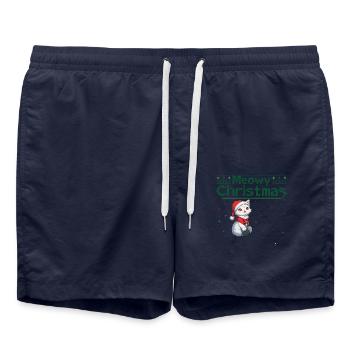 Noël du Père Noël - Noël Purrfect Cat Lover - Short de bain - bleu marine - Devant - AI Model Male 185 light (185cm)