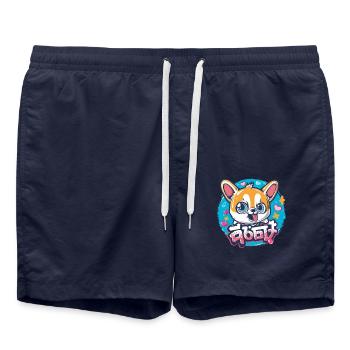 Petit chien japonais aux grands yeux - Short de bain - bleu marine - Devant - AI Model Male 185 light (185cm)