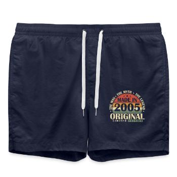 Original 2005 Vintage Anniversaire Rétro - Short de bain - bleu marine - Devant - AI Model Male 185 light (185cm)