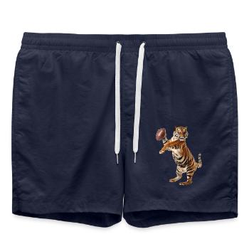 Bengalischer Tiger Fußball - Badeshorts - French Navy - Vorne - AI Model Male 185 light (185cm)