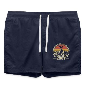 Jahrgang 2007 Geburtstagsgeschenk Geboren im Jahr 2007 - Badeshorts - French Navy - Vorne - AI Model Male 185 light (185cm)