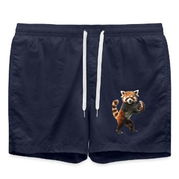 Roter Panda Fußball - Badeshorts - French Navy - Vorne - AI Model Male 185 light (185cm)
