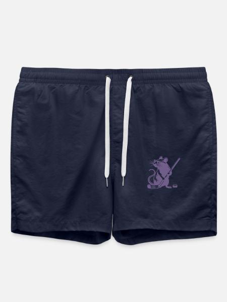 Maus Ratte Eishockeyspieler Silhouette - Badeshorts - French Navy