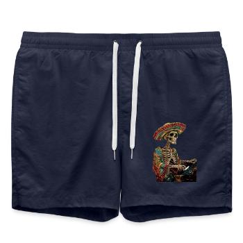 Piano Squelette Mexicain - Short de bain - bleu marine - Devant - AI Model Male 185 light (185cm)