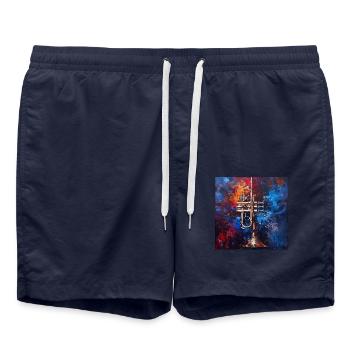 Trompette - Short de bain - bleu marine - Devant - AI Model Male 185 light (185cm)