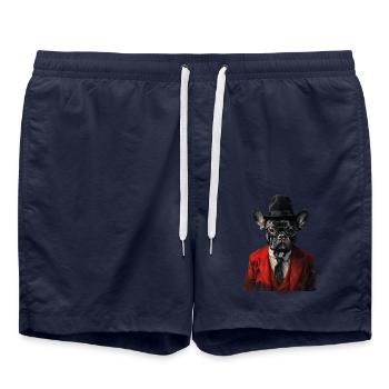 Französische Bulldogge - Badeshorts - French Navy - Vorne - AI Model Male 185 light (185cm)