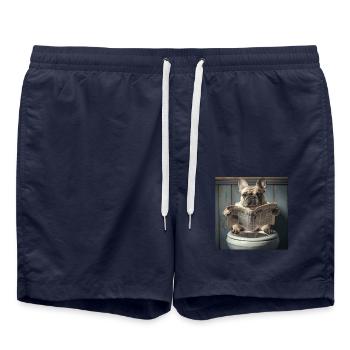 Französische Bulldogge - Badeshorts - French Navy - Vorne - AI Model Male 185 light (185cm)