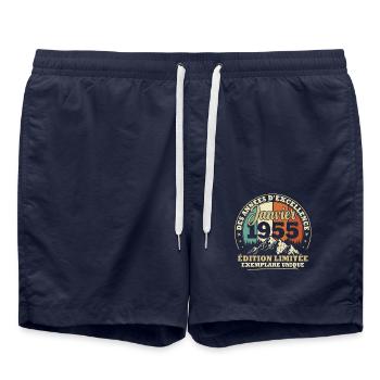 Vintage Janvier 1955 Vintage Cadeau Anniversaire - Short de bain - bleu marine - Devant - AI Model Male 185 light (185cm)