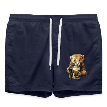 Wiesel Bier - Badeshorts - French Navy - Vorne - AI Model Male 185 light (185cm)