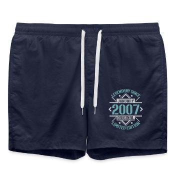 Jahrgang Januar 2007 Retro Geburtstagsgeschenk - Badeshorts - French Navy - Vorne - AI Model Male 185 light (185cm)