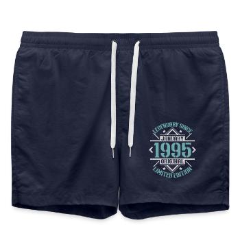 Vintage January 1995 Retro Birthday Gift - Swim Trunks - french navy - Front - AI Model Male 185 light (185cm)