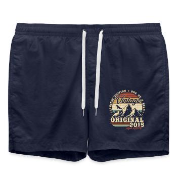 Vintage 2015 Original Birthday Gift - Swim Trunks - french navy - Front - AI Model Male 185 light (185cm)