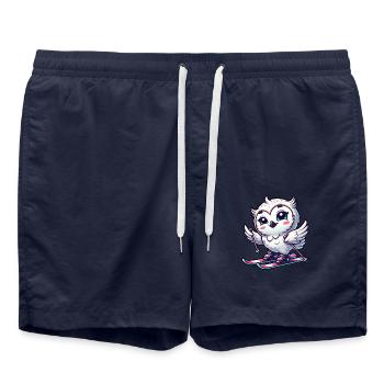 Schneeeule Skifahrer Wintersport Eule Winter - Badeshorts - French Navy - Vorne - AI Model Male 185 light (185cm)