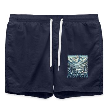 Aspen Colorado Skifahren Snowboarden - Badeshorts - French Navy - Vorne - AI Model Male 185 light (185cm)