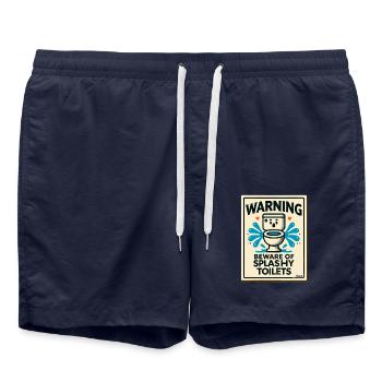 Attention : Attention aux éclaboussures de toilettes - Short de bain - bleu marine - Devant - AI Model Male 185 light (185cm)