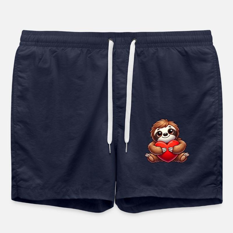 Coeur de paresseux Saint-Valentin - Short de bain - bleu marine