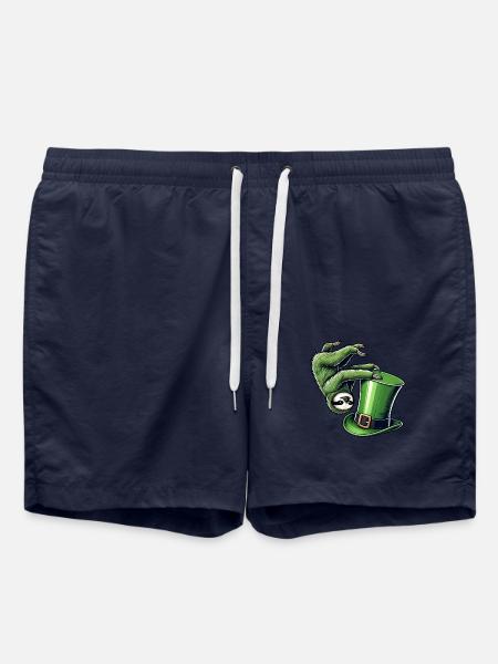St. Patrick's Sloth Shamrock Handstand - Swim Trunks - french navy