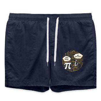 Humour mathématique – Pi vs. nombre imaginaire - Short de bain - bleu marine - Devant - AI Model Male 185 light (185cm)