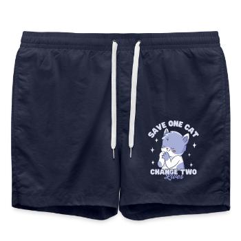 Rette eine Katze, verändere zwei Leben - Badeshorts - French Navy - Vorne - AI Model Male 185 light (185cm)