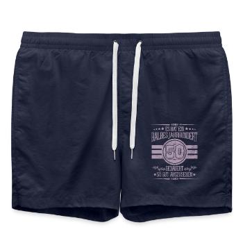 50. Geburtstag halbes Jahrhundert gut aussehen - Badeshorts - French Navy - Vorne - AI Model Male 185 light (185cm)