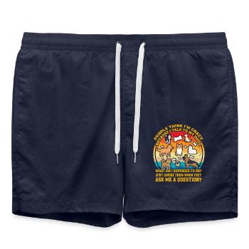 People think I'm crazy because I talk to my dogs - Swim Trunks - french navy - Front - AI Model Male 185 light (185cm)