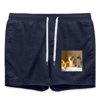Shiba Inu - Badeshorts - French Navy - Vorne - AI Model Male 185 light (185cm)