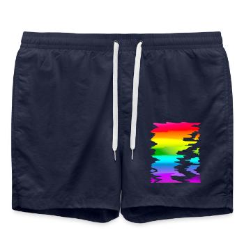 dégradé arc-en-ciel coloré - Short de bain - bleu marine - Devant - AI Model Male 185 light (185cm)