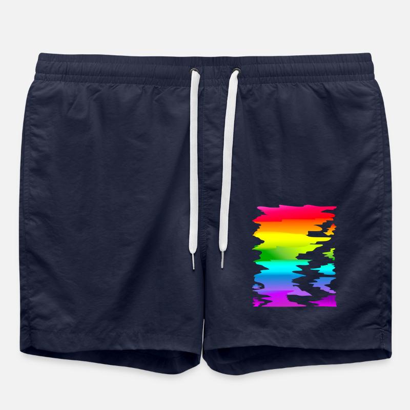 bunter Regenbogen Farbverlauf - Badeshorts - French Navy